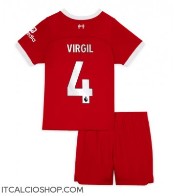 Liverpool Virgil van Dijk #4 Prima Maglia Bambino 2023-24 Manica Corta (+ Pantaloni corti)